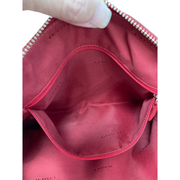 Coach Edie Womans Red Leather Pebbled Crossbody Handbag SKU 9496 - Picture 14 of 16